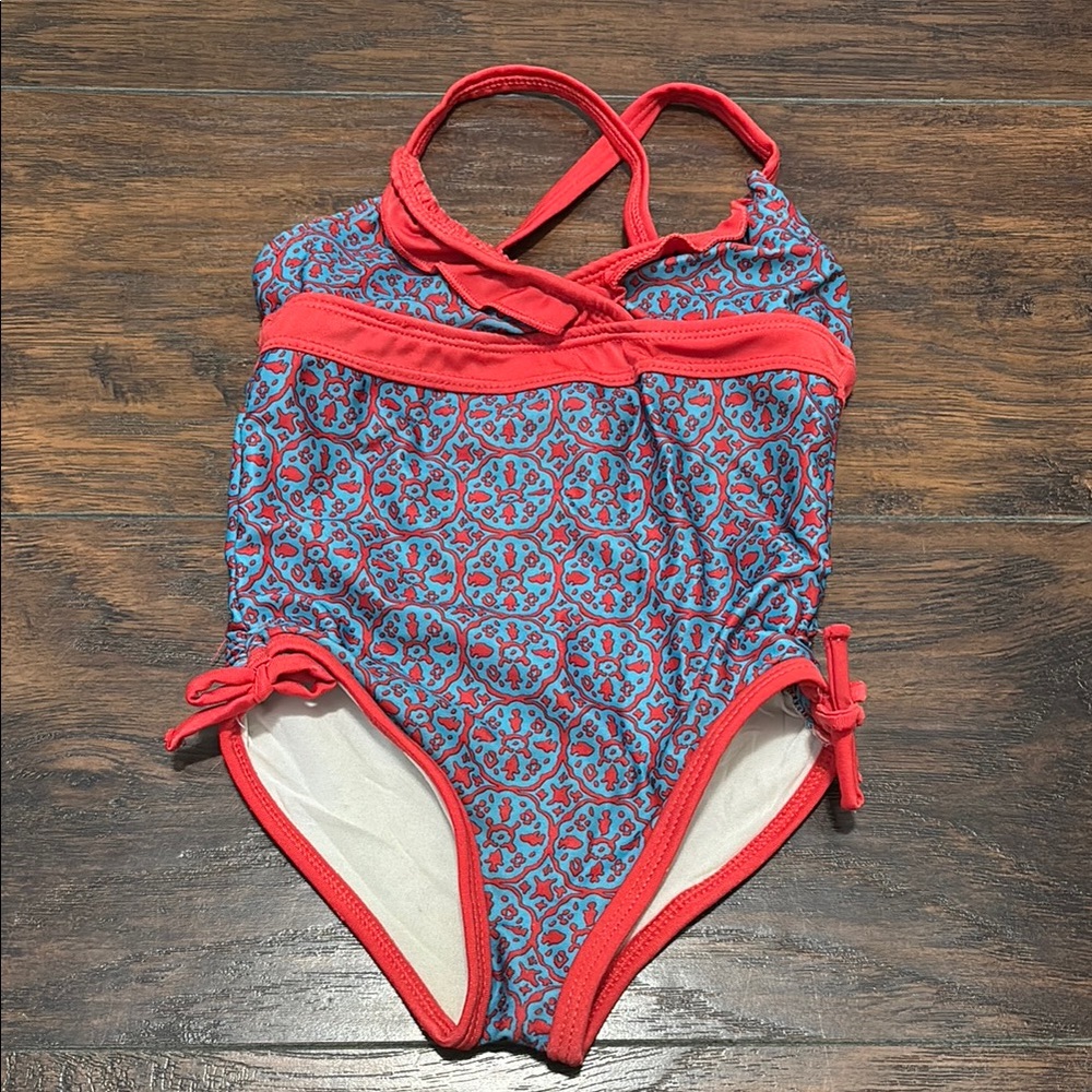 Cabana Life Blue and Red One Piece Swimsuit